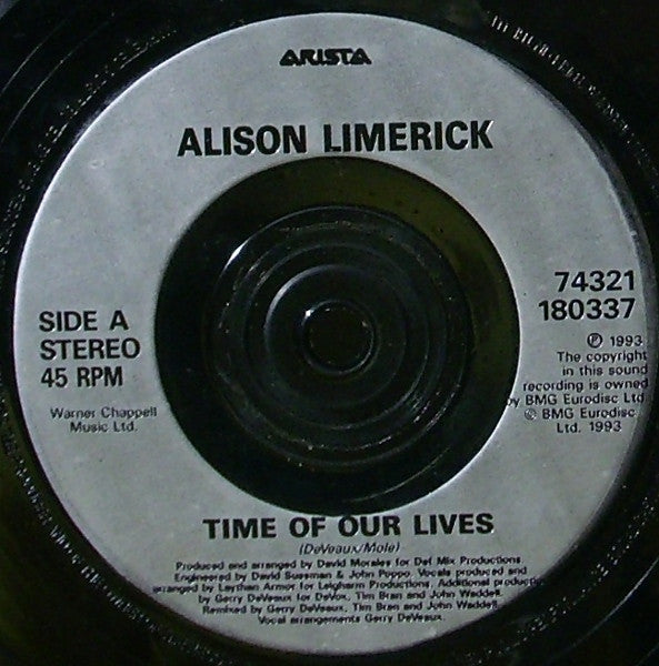 Alison Limerick : Time Of Our Lives (7")