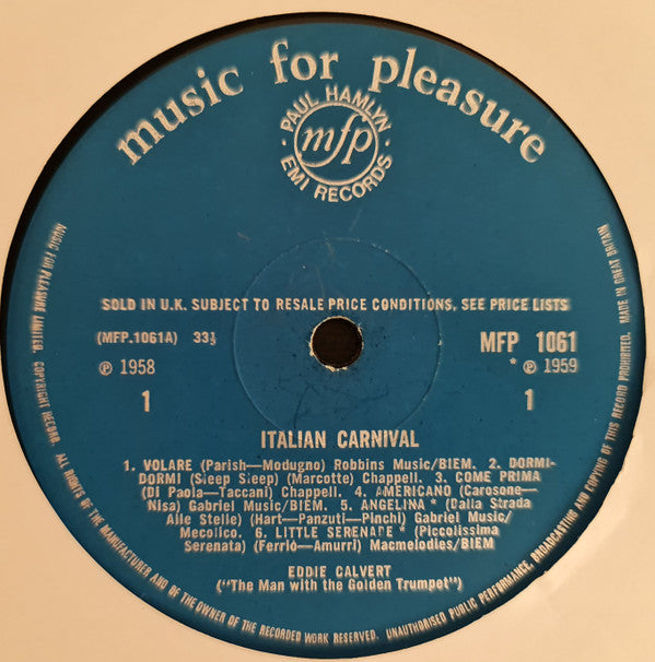 Eddie Calvert : The Man With The Golden Trumpet - Italian Carnival (LP, Comp, Mono)