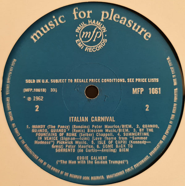 Eddie Calvert : The Man With The Golden Trumpet - Italian Carnival (LP, Comp, Mono)