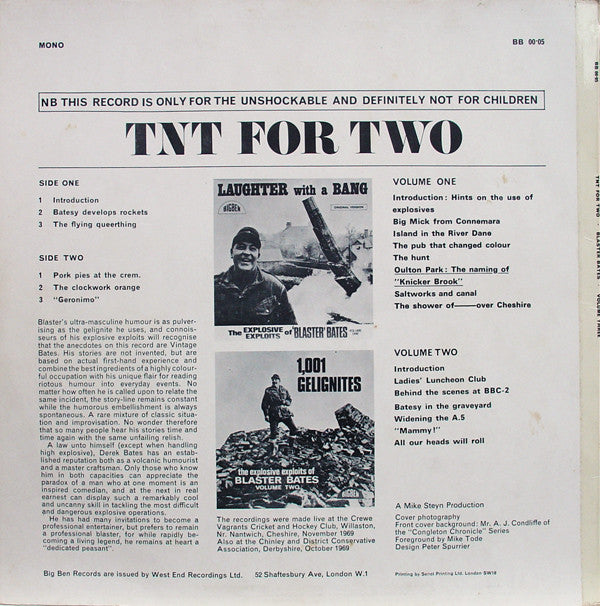 Blaster Bates : TNT For Two (The Explosive Exploits Of Blaster Bates Volume Three) (LP, Mono)