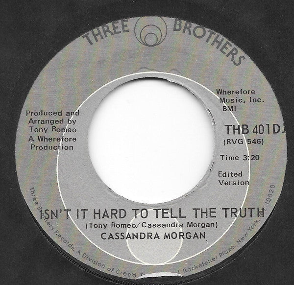 Cassandra Morgan : Isn't It Hard To Tell The Truth (7", Promo)