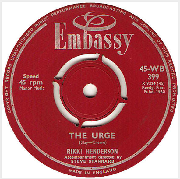 Rikki Henderson : The Urge / Three Steps To Heaven (7", Single)