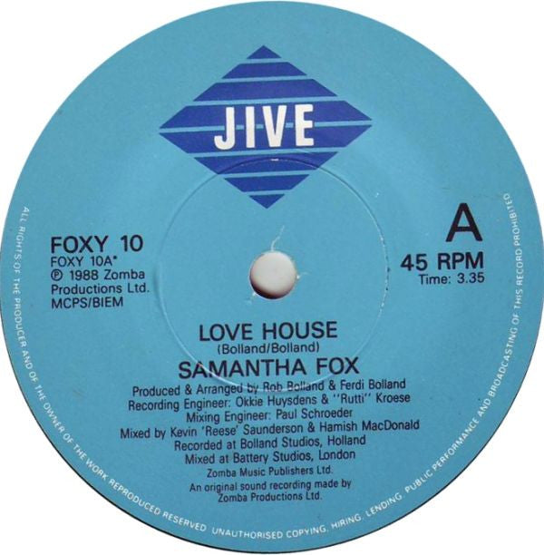 Samantha Fox : Love House (7", Single)