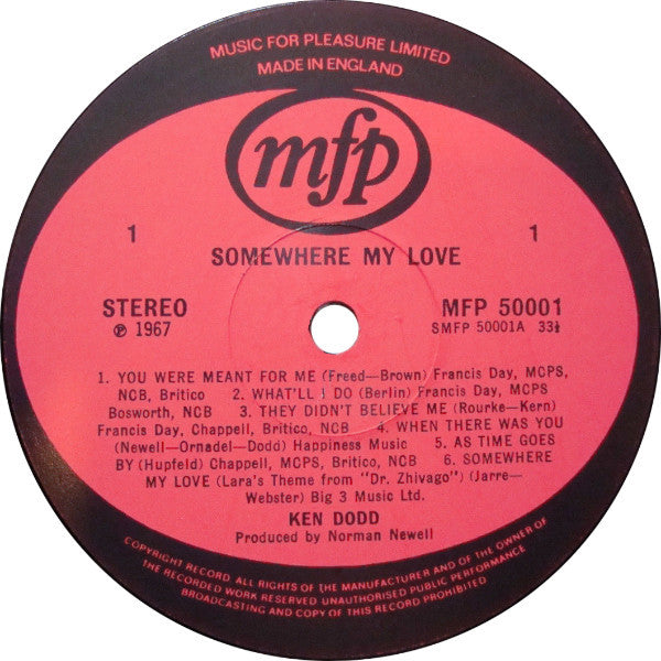 Ken Dodd : Somewhere My Love (LP, Album, RE)