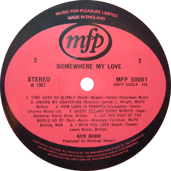 Ken Dodd : Somewhere My Love (LP, Album, RE)