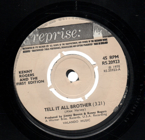 Kenny Rogers & The First Edition : Tell It All Brother / Just Remember You're My Sunshine (7", Single)