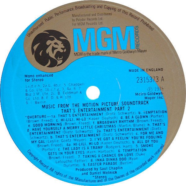 Various : Music From The Motion Picture Soundtrack - That's Entertainment, Part 2 (LP)