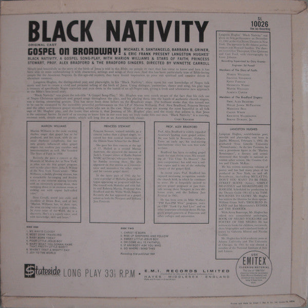 Marion Williams & The Stars Of Faith, Princess Stewart, Alex Bradford & The Bradford Singers : Black Nativity, Gospel On Broadway! (LP, Album, Mono)