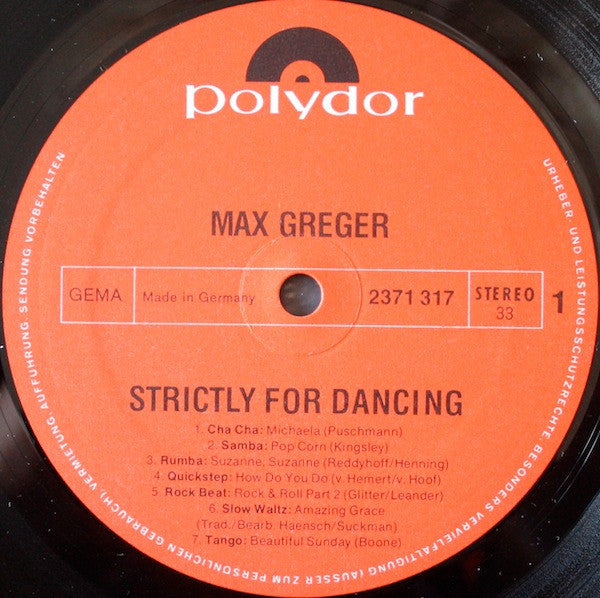 Max Greger : Strictly For Dancing (LP, Album)