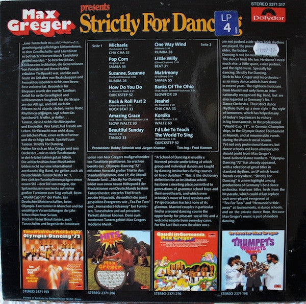 Max Greger : Strictly For Dancing (LP, Album)