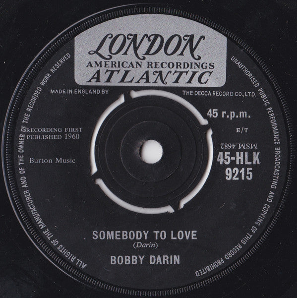 Bobby Darin : Somebody To Love (7")