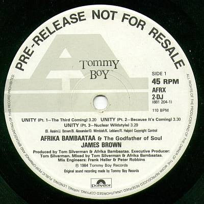 Afrika Bambaataa & James Brown : Unity (12", Promo)