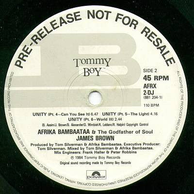 Afrika Bambaataa & James Brown : Unity (12", Promo)