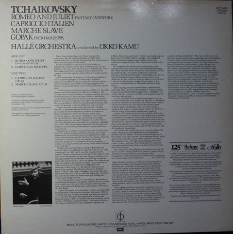 Pyotr Ilyich Tchaikovsky - Hallé Orchestra Conducted By Okko Kamu : Romeo And Juliet Fantasy Overture / Capriccio Italien / Marche Slave / Gopak From Mazeppa (LP)