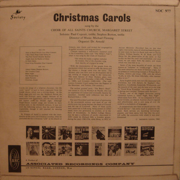 Choir Of All Saints Church, Margaret Street Director Of Music Michael Fleming (3) : A Complete Treasury Of Carols For Christmas (LP)