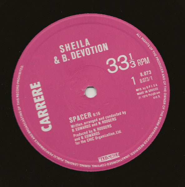 Sheila & B. Devotion : Spacer (12", Single)