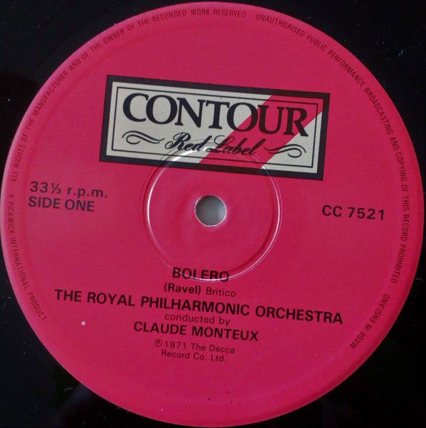 Maurice Ravel, Royal Philharmonic Orchestra, Claude Monteux : Bolero - La Valse - Pavane Pour Une Infante Défunte (LP, RE)