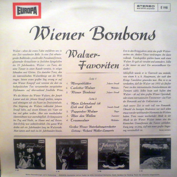 Das Grosse Wiener Unterhaltungsorchester, Richard Müller-Lampertz : Wiener Bonbons (LP, Album)