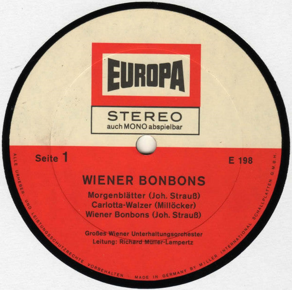 Das Grosse Wiener Unterhaltungsorchester, Richard Müller-Lampertz : Wiener Bonbons (LP, Album)