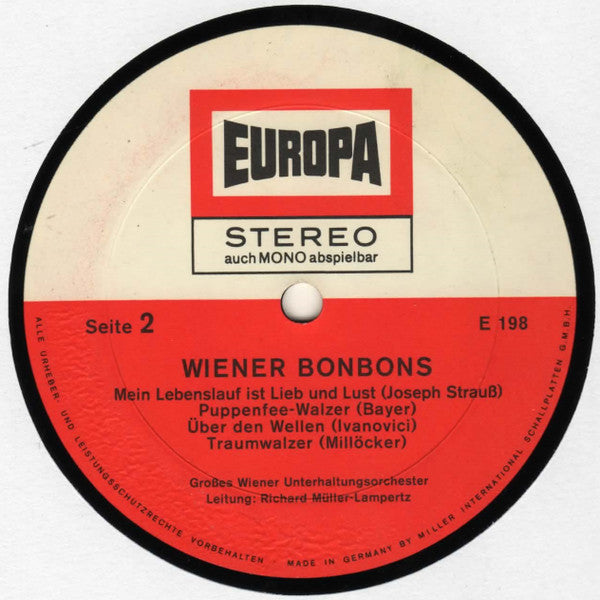 Das Grosse Wiener Unterhaltungsorchester, Richard Müller-Lampertz : Wiener Bonbons (LP, Album)