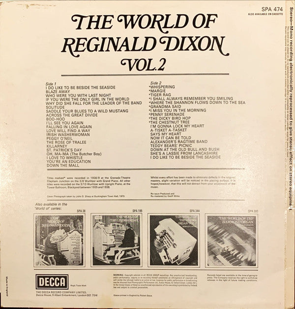 Reginald Dixon : The World Of Reginald Dixon Vol 2 (LP, Comp)