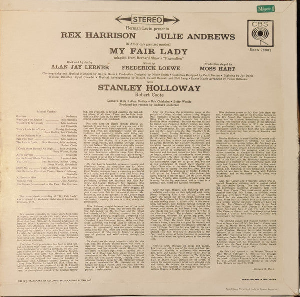 Rex Harrison, Julie Andrews With Stanley Holloway : My Fair Lady (LP, Album, RE)