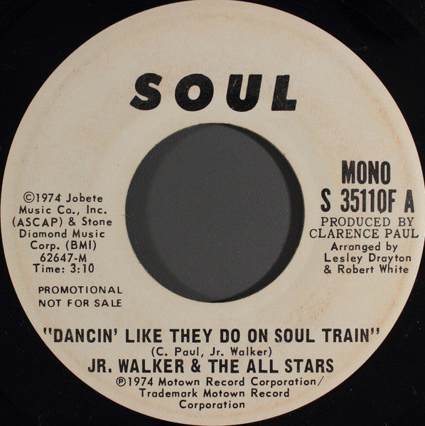 Junior Walker & The All Stars : Dancin' Like They Do On Soul Train (7", Single, Mono, Promo)