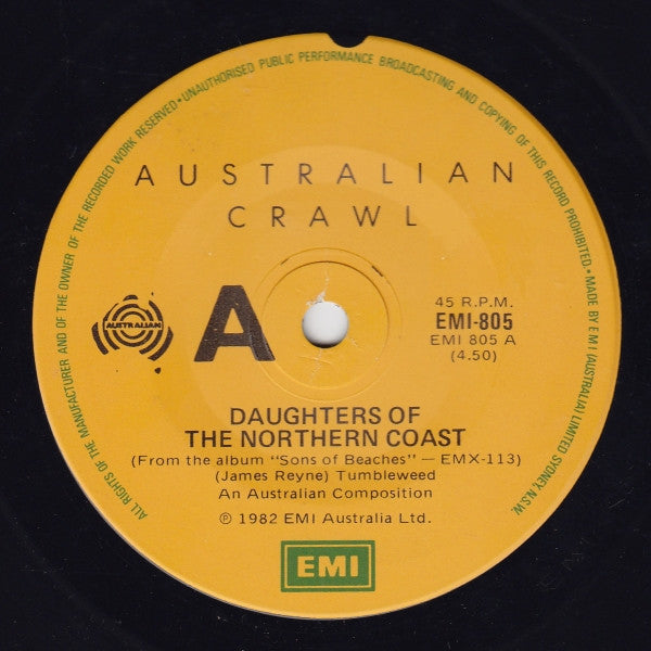 Australian Crawl : Daughters Of The Northern Coast (7", Single)