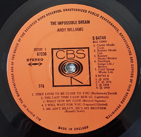 Andy Williams : The Impossible Dream (2xLP, Comp)