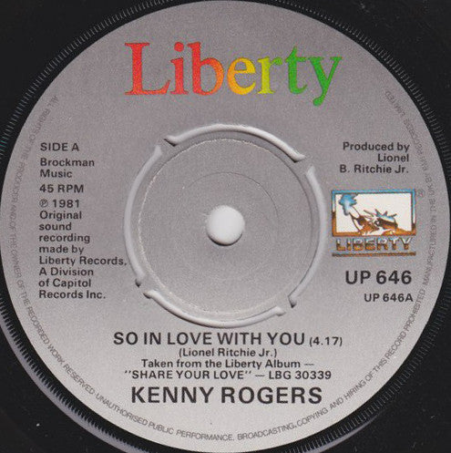 Kenny Rogers : So In Love With You (7", Single)