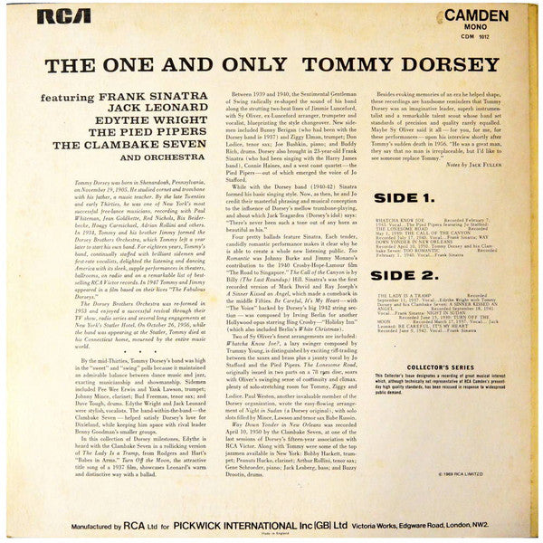 Tommy Dorsey : The One And Only Tommy Dorsey (LP, Comp, Mono, RE)