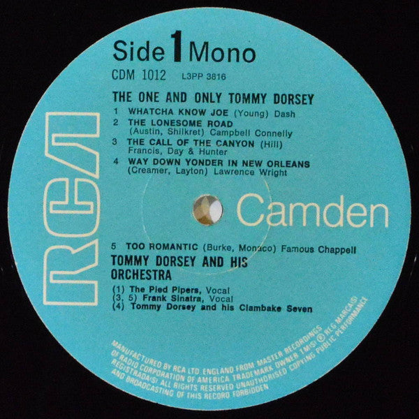 Tommy Dorsey : The One And Only Tommy Dorsey (LP, Comp, Mono, RE)