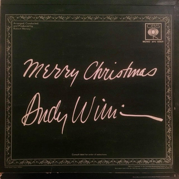 Andy Williams : Merry Christmas (LP, Album, Mono)