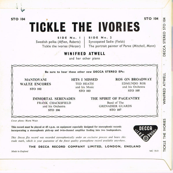 Winifred Atwell : Tickle The Ivories (7", EP)