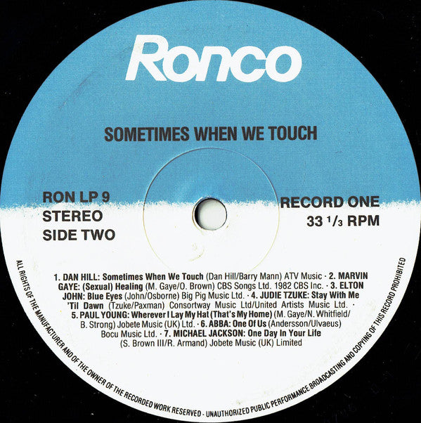 Various : Sometimes When We Touch (One) (LP, Album, Comp)