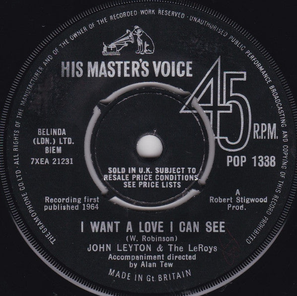 John Leyton : Don't Let Her Go Away (7", Single)