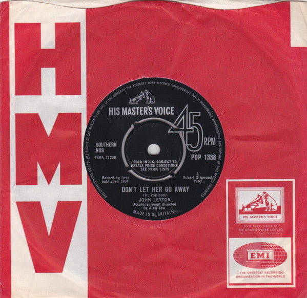 John Leyton : Don't Let Her Go Away (7", Single)