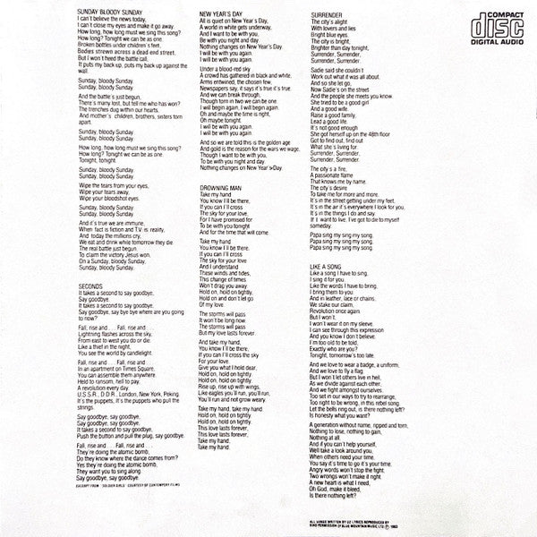 U2 : War (CD, Album, RE)
