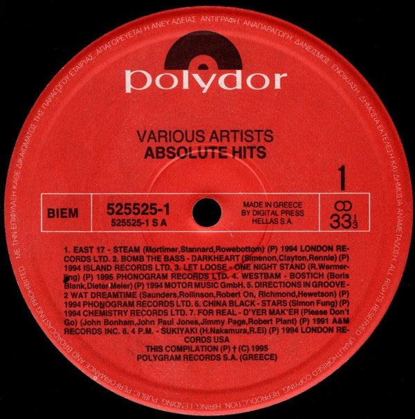 Various : Absolute Hits (LP, Comp)