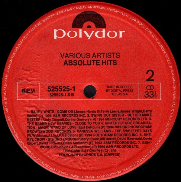 Various : Absolute Hits (LP, Comp)