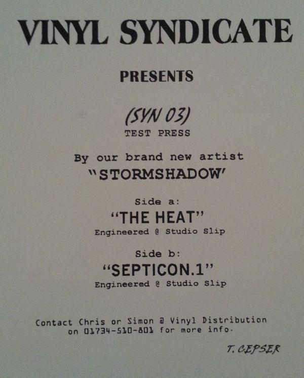 Stormshadow : The Heat / Septicon.1 (12", Promo, TP)