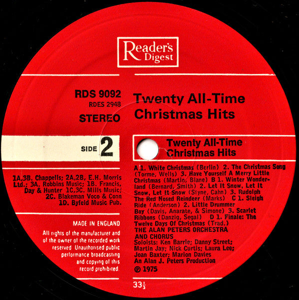 The Alan Peters Orchestra And Chorus : 20 All Time Christmas Hits (LP)