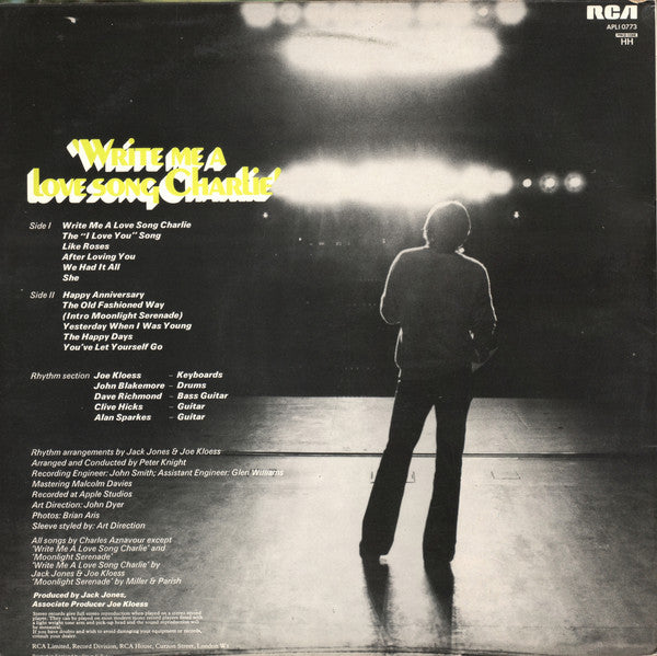 Jack Jones : Write Me A Love Song, Charlie (LP, Album)