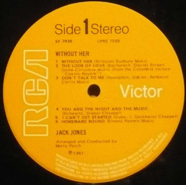 Jack Jones : Without Her (LP, Album)
