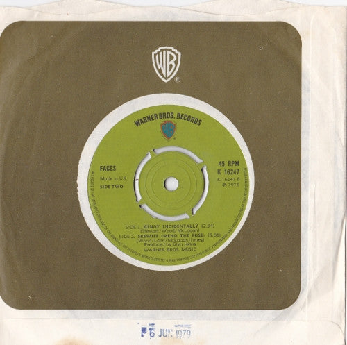 Faces (3) : Cindy Incidentally (7", Single, Pus)