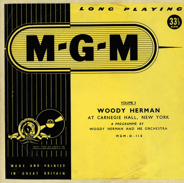 Woody Herman And His Orchestra : Woody Herman At Carnegie Hall, New York, Volume 2 (10", Album)