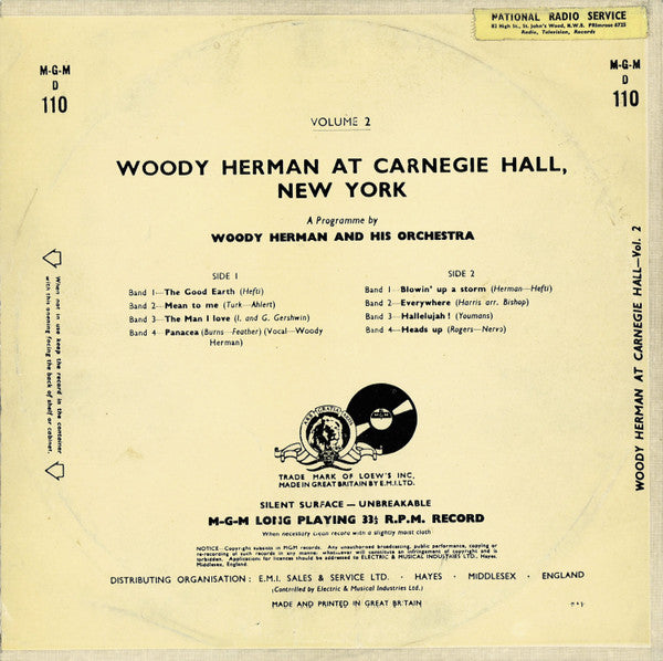 Woody Herman And His Orchestra : Woody Herman At Carnegie Hall, New York, Volume 2 (10", Album)