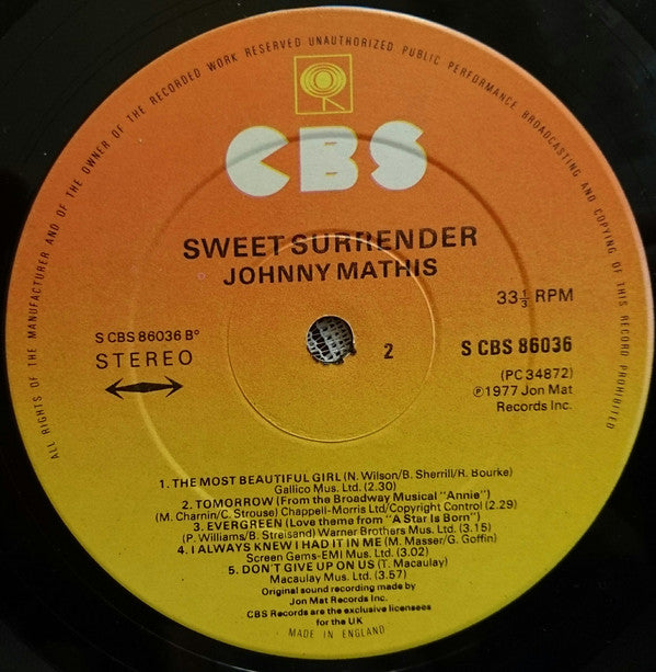 Johnny Mathis : Sweet Surrender (LP)