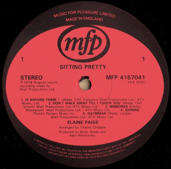 Elaine Paige : Sitting Pretty (LP, Album, RE)