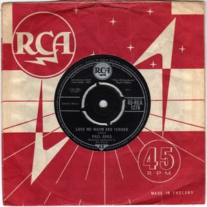 Paul Anka : Love Me Warm And Tender (7", Single)